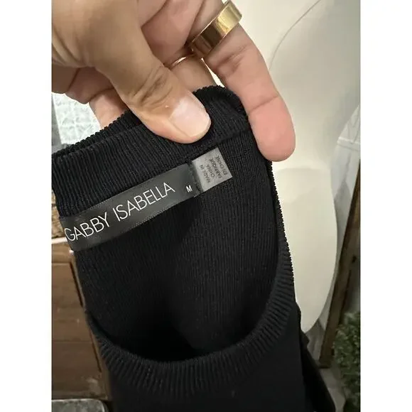 Gabby Isabella Women's Midi Sweater Black Dress Size Medium - Picture 2 of 8